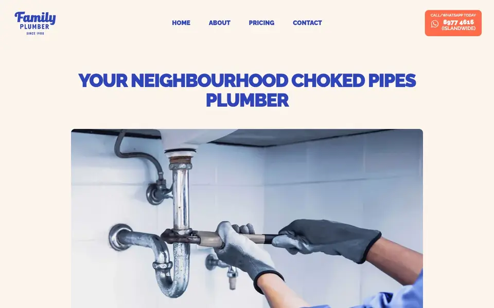 Family Plumber Singapore website homepage, 4 Oct 2026
