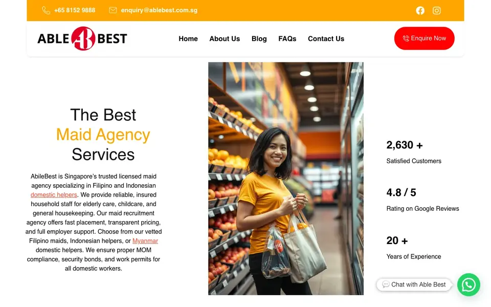Able Best Employment Agency website homepage, 4 Oct 2026