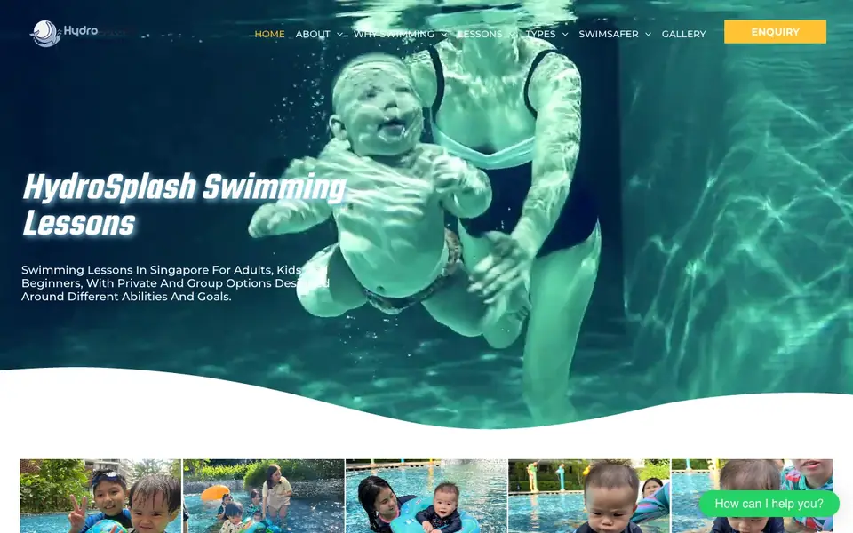 HydroSplash Swimming Academy website homepage, 4 Oct 2026