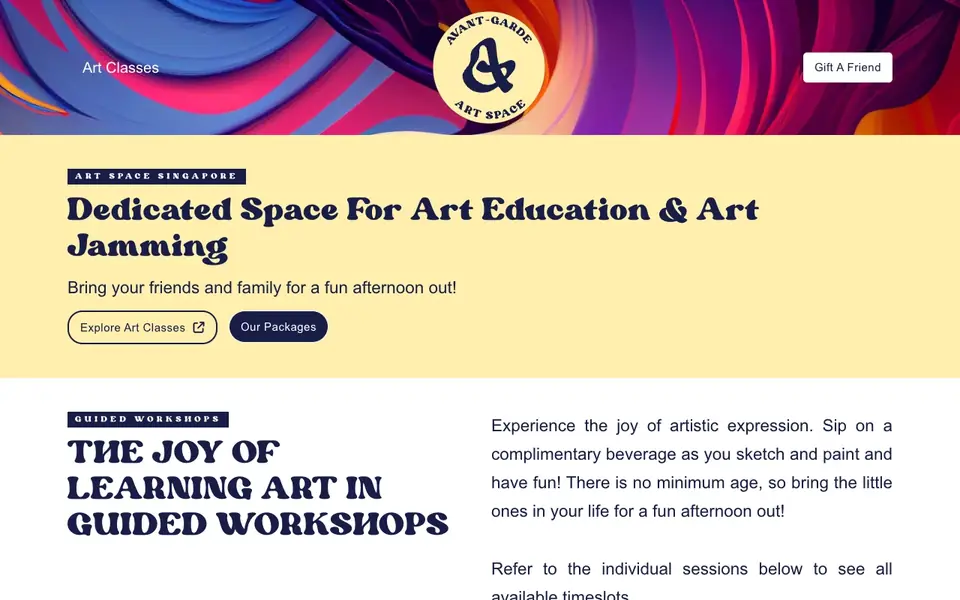 Avant-Garde Art Space website homepage, 4 Oct 2026