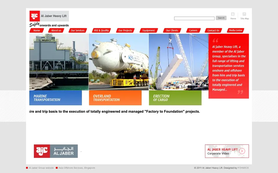 Al Jaber Heavy Lift & Transport Pte Ltd website homepage, 4 Oct 2026