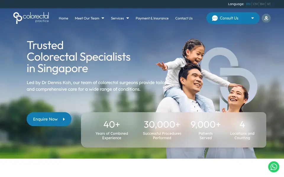 Colorectal Practice website homepage, 4 Oct 2026