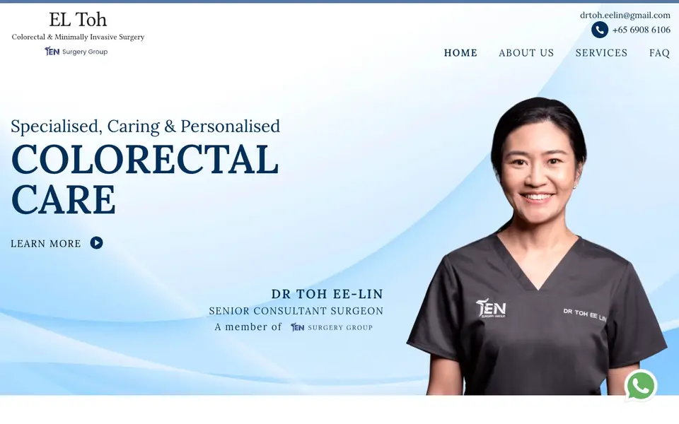 EL Toh Colorectal & Minimally Invasive Surgery website homepage, 4 Oct 2026