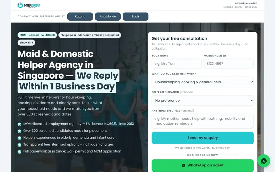 Inter Great Employment website homepage, 4 Oct 2026