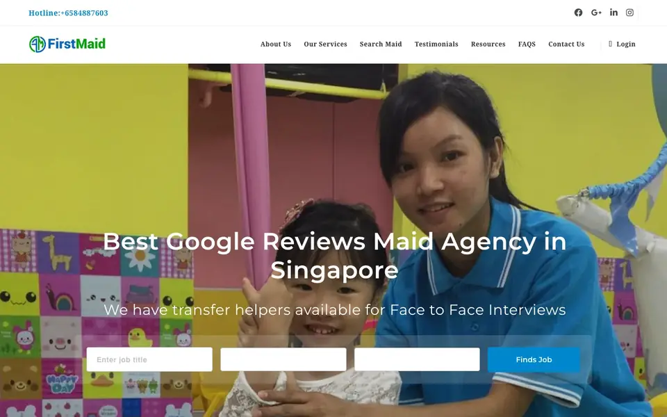 FirstMaid website homepage, 4 Oct 2026