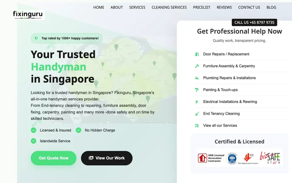 Fixinguru website homepage, 4 Oct 2026