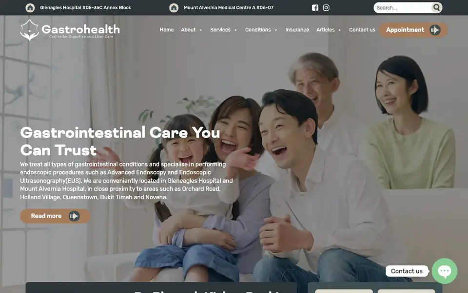 Gastrohealth Clinic @ Gleneagles website homepage, 4 Oct 2026