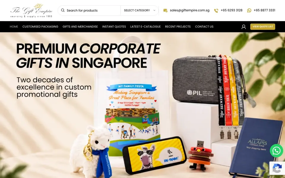 The Gift Empire website homepage, 4 Oct 2026