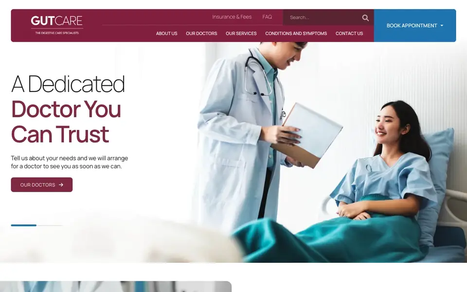 GUTCARE website homepage, 4 Oct 2026