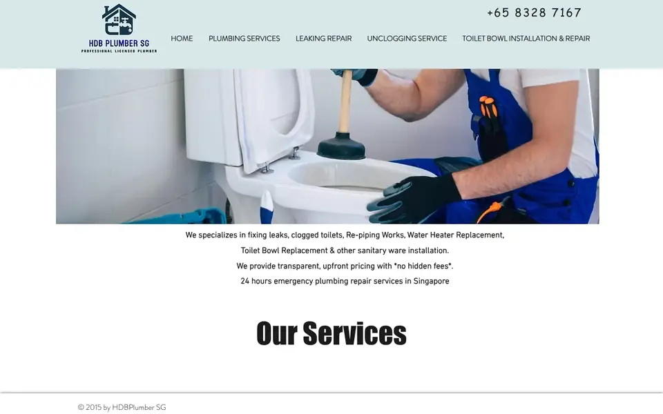 HDB Plumber SG website homepage, 4 Oct 2026