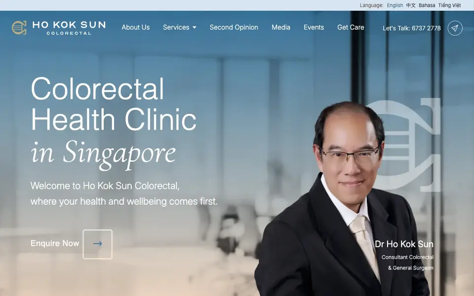 Ho Kok Sun Colorectal website homepage, 4 Oct 2026