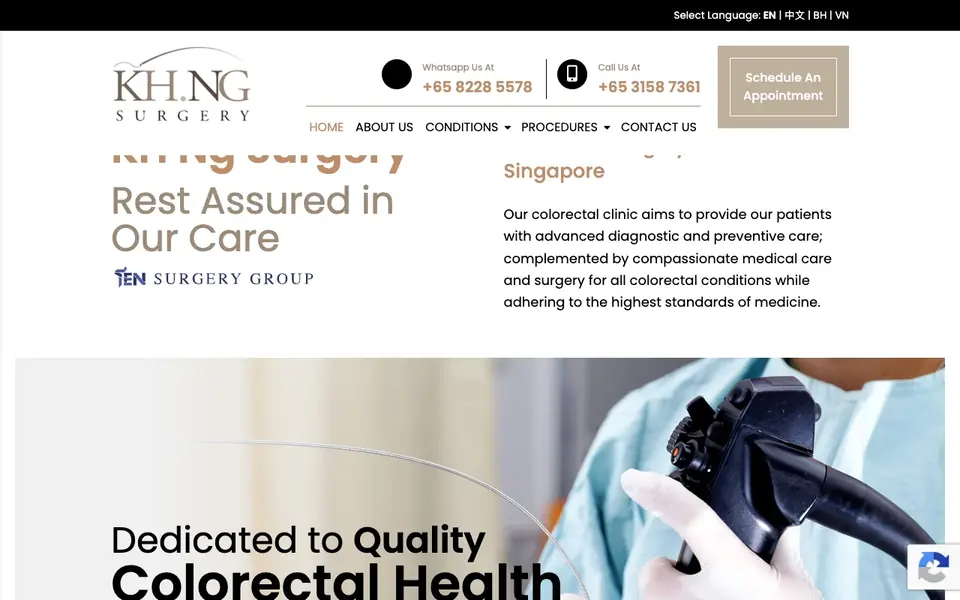 KH Ng Surgery website homepage, 4 Oct 2026