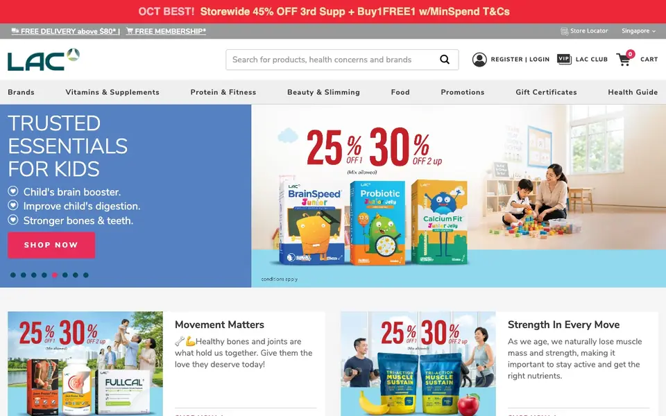 LAC Nutrition For Life website homepage, 4 Oct 2026