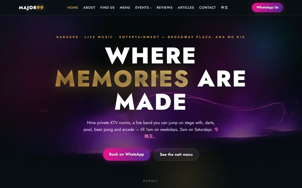 Major 99 website homepage, 4 Oct 2026