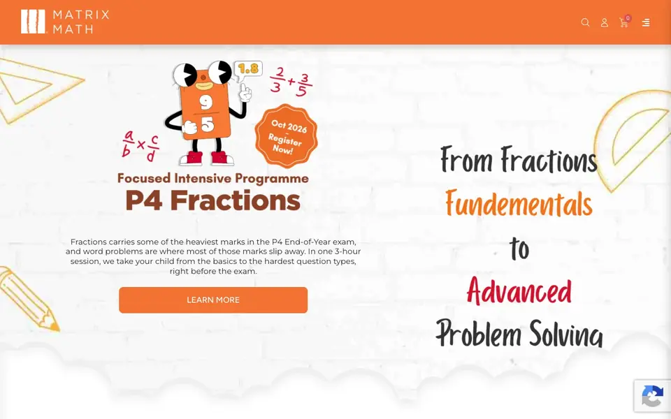 Matrix Math website homepage, 4 Oct 2026