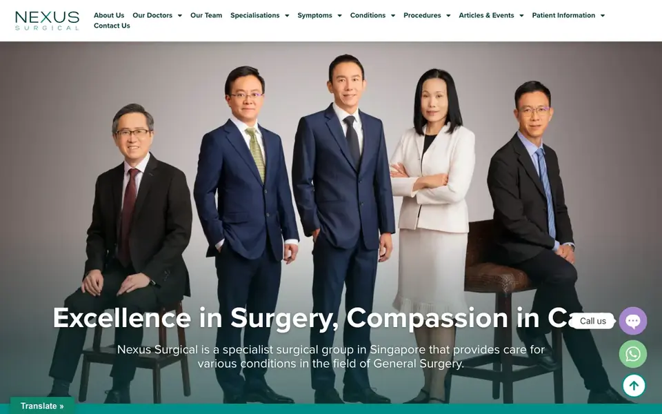 Nexus Surgical website homepage, 4 Oct 2026