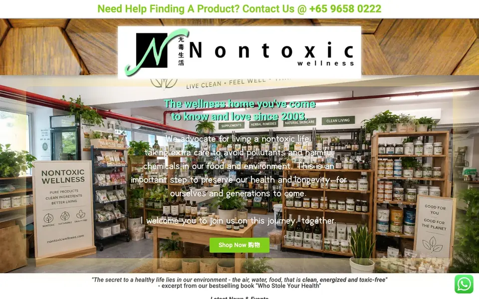 Nontoxic Wellness website homepage, 4 Oct 2026