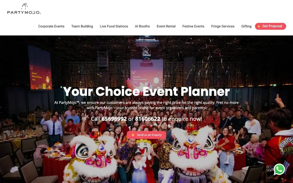 PartyMojo™ website homepage, 4 Oct 2026
