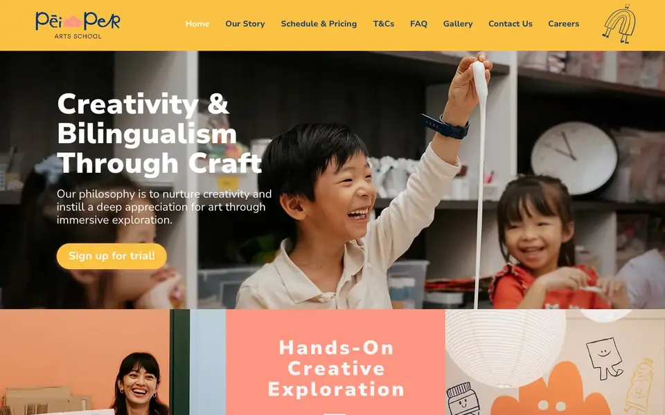 PeiPer Arts School website homepage, 4 Oct 2026