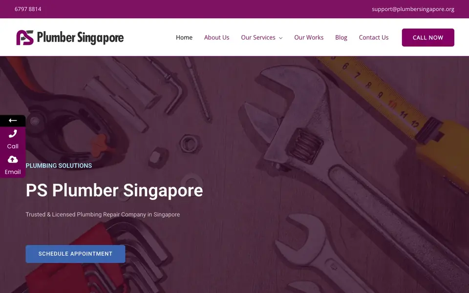 PS Plumber Singapore website homepage, 4 Oct 2026