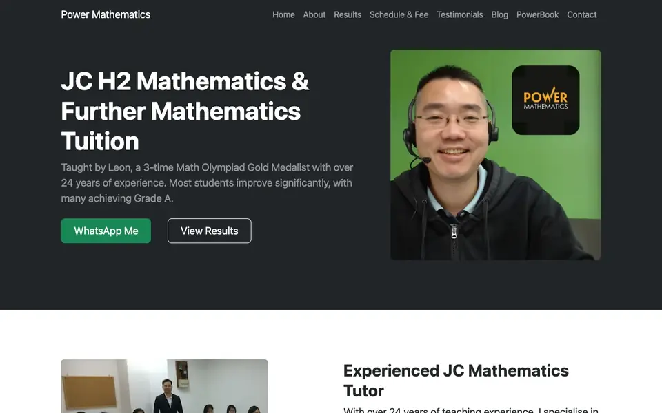 Power Mathematics website homepage, 4 Oct 2026