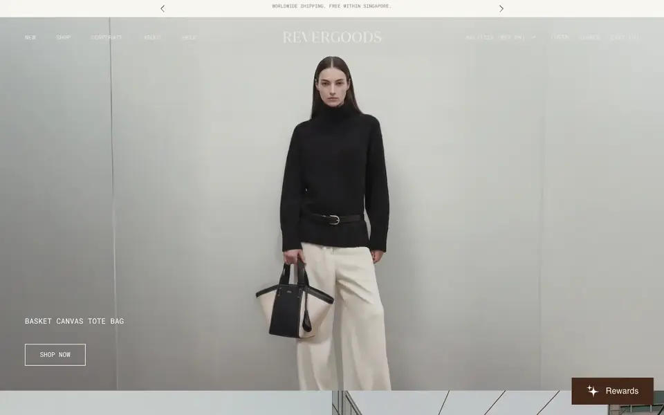 Rever Leather Goods website homepage, 4 Oct 2026