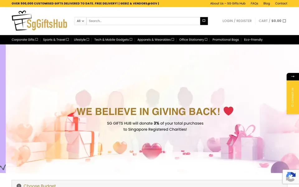 Sg Gifts Hub website homepage, 4 Oct 2026