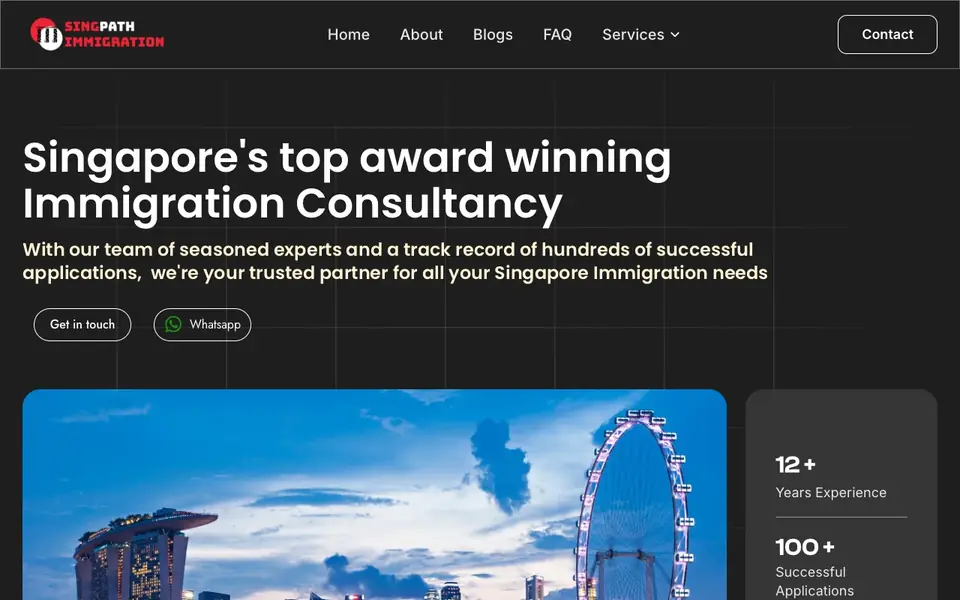 SingPath Immigration website homepage, 4 Oct 2026