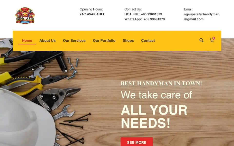 Superstar Handyman Singapore website homepage, 4 Oct 2026