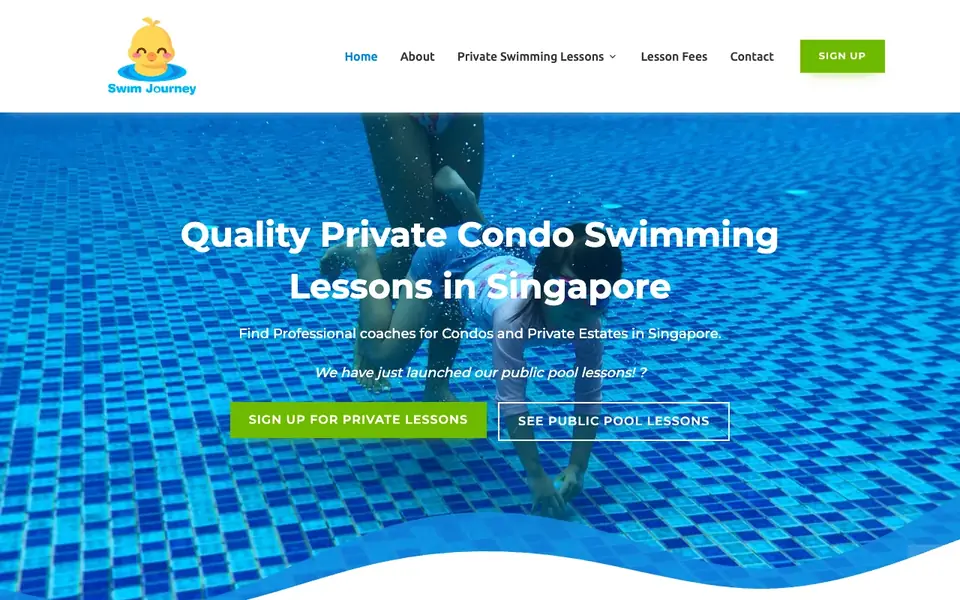 SwimJourney – Swimming Lessons Singapore website homepage, 4 Oct 2026