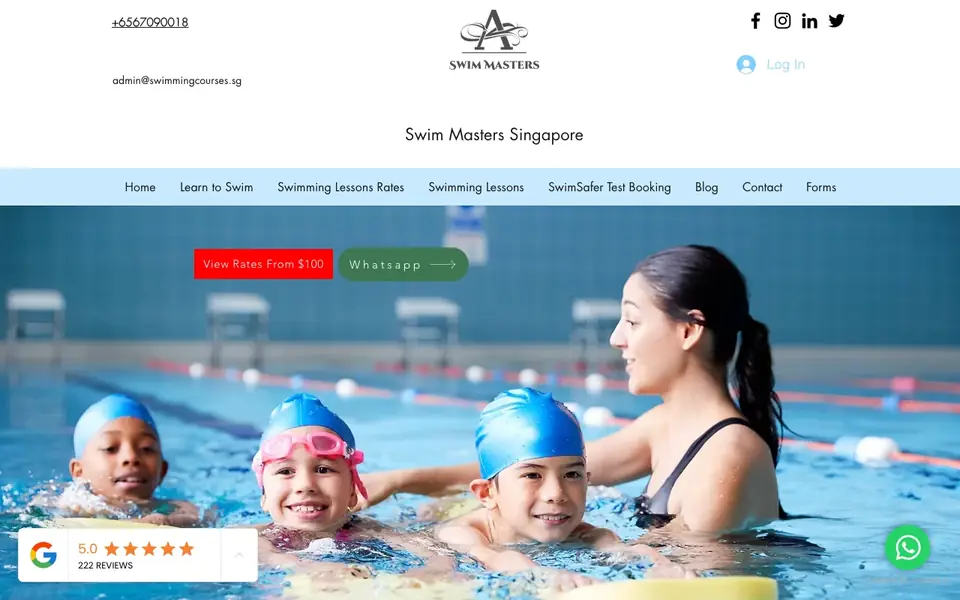 Swim Master website homepage, 4 Oct 2026