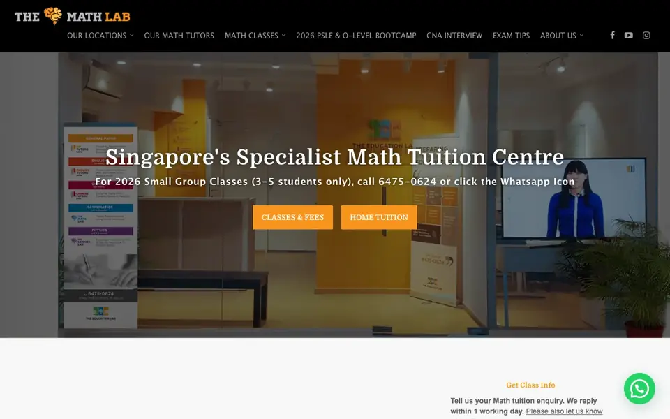 The Math Lab website homepage, 4 Oct 2026