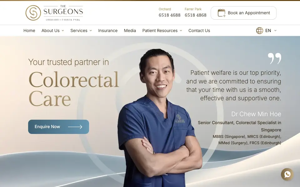 Thesurgeons Pte Ltd website homepage, 4 Oct 2026