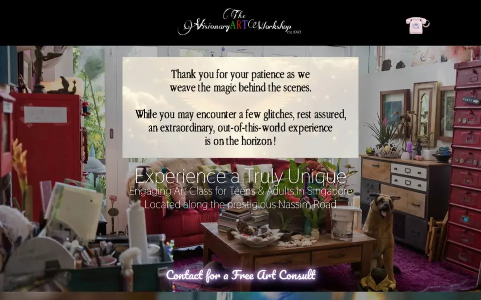 The Visionary ART Workshop website homepage, 4 Oct 2026