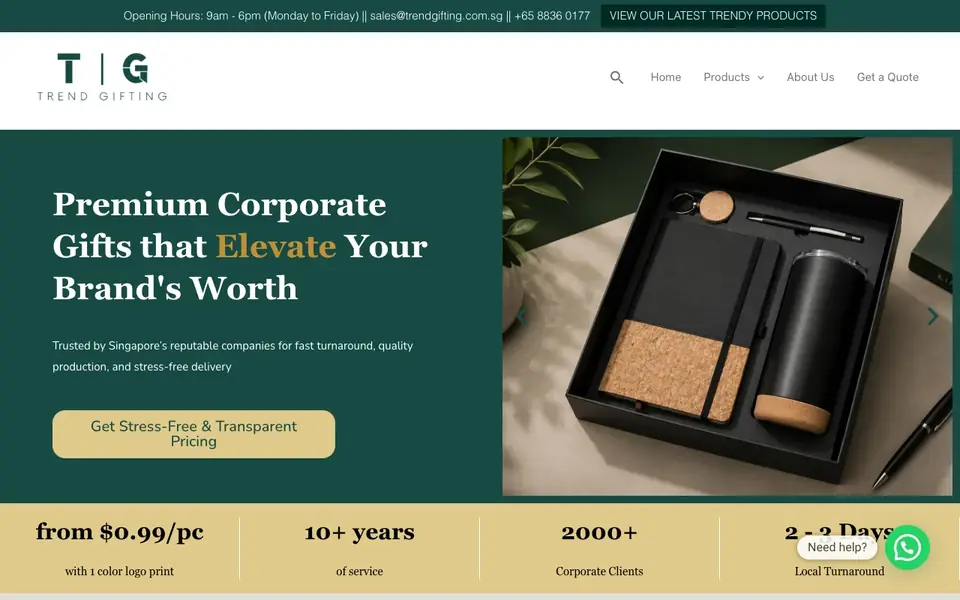 Trend Gifting website homepage, 4 Oct 2026
