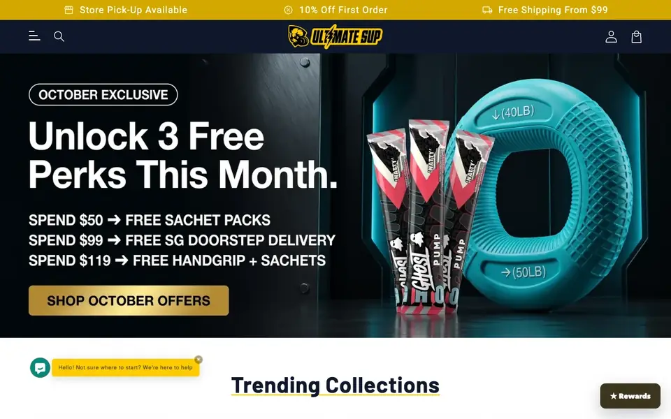 Ultimate Sup website homepage, 4 Oct 2026