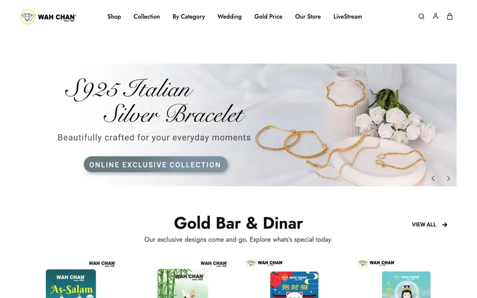Wah Chan Gold & Jewellery website homepage, 4 Oct 2026