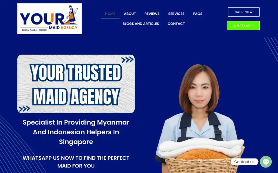 Your Maid Agency website homepage, 4 Oct 2026